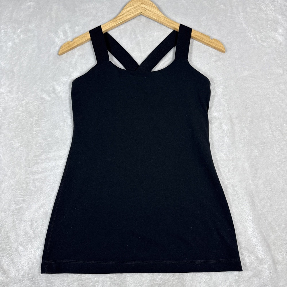 Lululemon Womens Black Racerback Round Neck Pullover Gym Yoga Tank Top Size 6